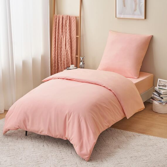 RUIKASI Bettwäsche 155x220 2teilig Rosa - Pink Mikrofaser Bettwäsche-Sets Oeko-TEX, Bettbezüge 155 x 220cm + Kissenbezüge 80x80cm mit Reißverschluss, Weich und Bügelfrei