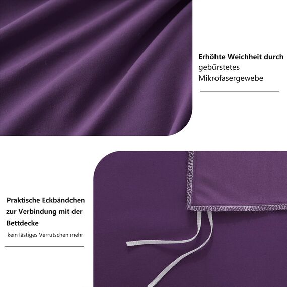 RUIKASI Bettwäsche 135x200 Lila 4teilig - Dunkel Violett Bettwäsche-Sets Oeko-TEX, 2 Bettbezüge 135x200cm + 2 Kissenbezüge 80x80cm mit Reißverschluss, Weich und Bügelfrei