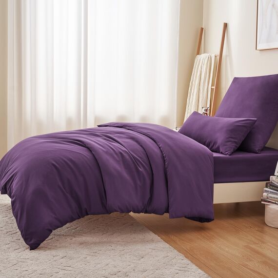 RUIKASI Bettwäsche 155x220 Lila 2teilig - Mikrofaser Bettwäsche-Sets Oeko-TEX, Bettbezüge 155 x 220cm + Kissenbezüge 80x80cm mit Reißverschluss, Weich und Bügelfrei