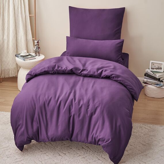 RUIKASI Bettwäsche 155x220 Lila 2teilig - Mikrofaser Bettwäsche-Sets Oeko-TEX, Bettbezüge 155 x 220cm + Kissenbezüge 80x80cm mit Reißverschluss, Weich und Bügelfrei