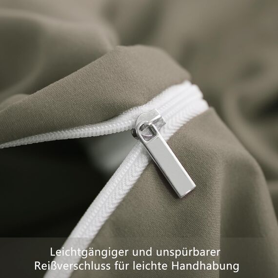 RUIKASI Bettwäsche Taupe 200x220 3teilig - Polyester Mikrofaser Bettwäsche-Sets Oeko-TEX, Bettbezüge 200 x 220cm + 2 Kissenbezüge 80x80cm mit Reißverschluss, Weich und Bügelfrei