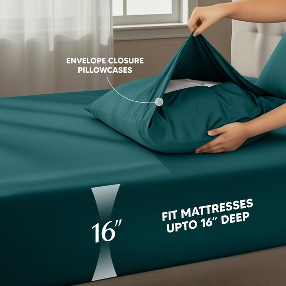 Utopia Bedding Bettwäsche-Set für Kingsize-Betten, 4-teilig, gebürstete Mikrofaser, schrumpft und verblasst Nicht, pflegeleicht (Kingsize, Blaugrün)