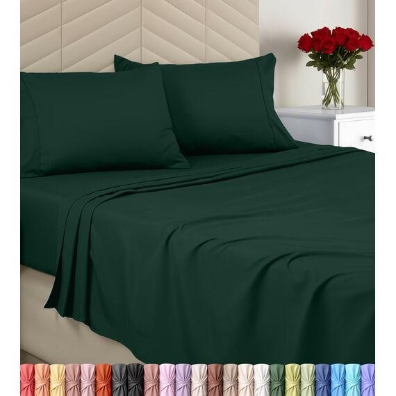 Utopia Bedding Bettwäscheset, gebürstete Mikrofaser, weiche Bettlaken für Queensize-Bett, enthält 1 Bettbezug, 1 Spannbetttuch und 2 Kissenbezüge, tiefer Umschlag, Smaragdgrün