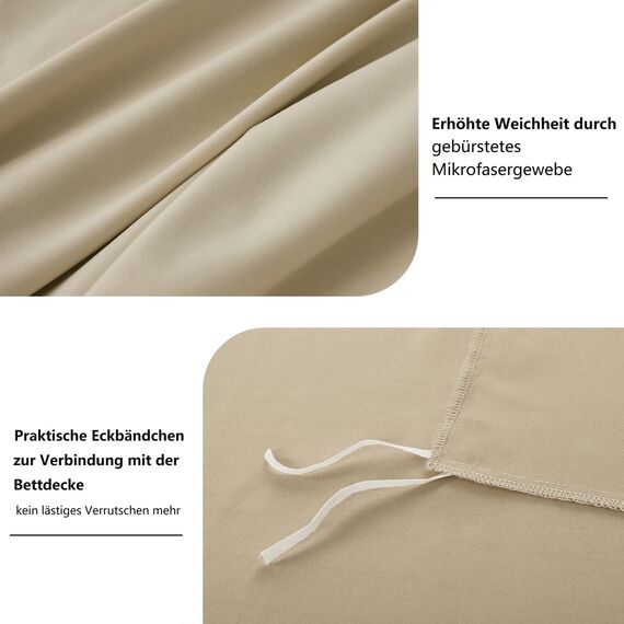 RUIKASI Bettwäsche 220x240 Khaki 3teilig - Polyester Mikrofaser Bettwäsche-Sets Oeko-TEX, Bettbezüge 220 x 240cm + 2 Kissenbezüge 80x80cm mit Reißverschluss, Weich und Bügelfrei