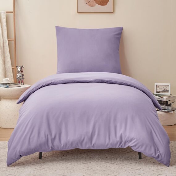 RUIKASI Bettwäsche 155x220 Lavendel 2teilig - Hell Violett Mikrofaser Bettwäsche-Sets Oeko-TEX, Bettbezüge 155 x 220cm + Kissenbezüge 80x80cm mit Reißverschluss, Weich und Bügelfrei
