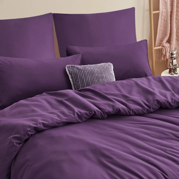 RUIKASI Bettwäsche 200x200 Lila 3teilig - Mikrofaser Bettwäsche-Sets OEKO-TEX, Bettbezüge 200 x 200cm + 2 Kissenbezüge 80x80cm mit Reißverschluss, Weich und Bügelfrei
