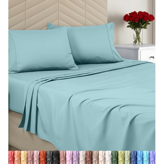 Utopia Bedding Queen-Size-Bettlaken-Set, gebürstete Mikrofaser, weiche Bettwäsche für Queen-Size-Bett, enthält 1 Spannbetttuch, 1 Flachbett und 2 Kissenbezüge, Tiefe Tasche (Spa Blue)