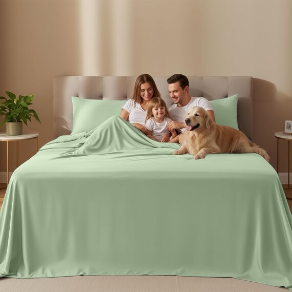 Utopia Bedding Bettlaken-Set – weiches, gebürstetes Mikrofasergewebe – schrumpft und verblasst Nicht, pflegeleicht (Queen, Salbei)