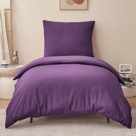 RUIKASI Bettwäsche 155x220 Lila 2teilig - Mikrofaser Bettwäsche-Sets Oeko-TEX, Bettbezüge 155 x 220cm + Kissenbezüge 80x80cm mit Reißverschluss, Weich und Bügelfrei