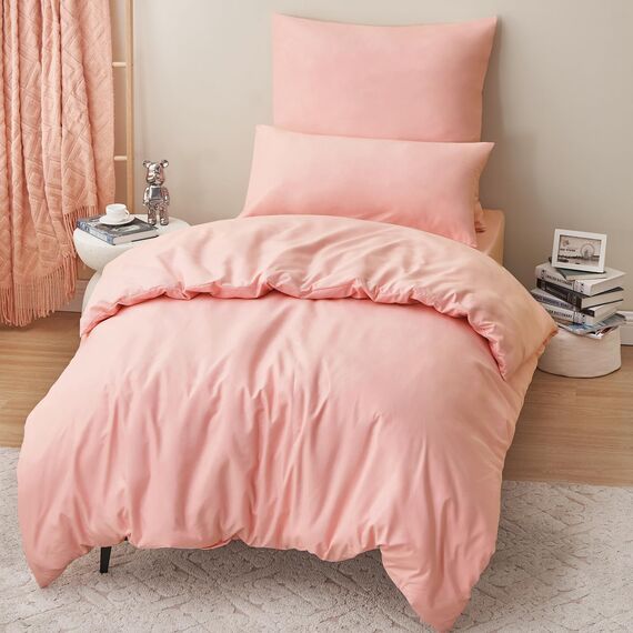 RUIKASI Bettwäsche 155x220 2teilig Rosa - Pink Mikrofaser Bettwäsche-Sets Oeko-TEX, Bettbezüge 155 x 220cm + Kissenbezüge 80x80cm mit Reißverschluss, Weich und Bügelfrei