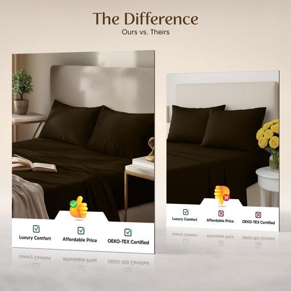 Utopia Bedding Bettwäsche-Set für Kingsize-Bett, 4-teilig, gebürstete Mikrofaser, schrumpft und lichtbeständig, pflegeleicht (Kingsize, Braun)