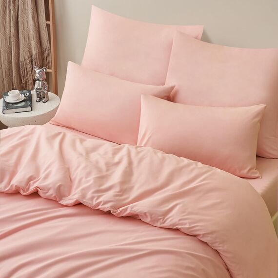 RUIKASI Bettwäsche 200x220 3teilig Rosa - Pink Mikrofaser Bettwäsche-Sets Oeko-TEX, Bettbezüge 200 x 220cm + 2 Kissenbezüge 80x80cm mit Reißverschluss, Weich und Bügelfrei