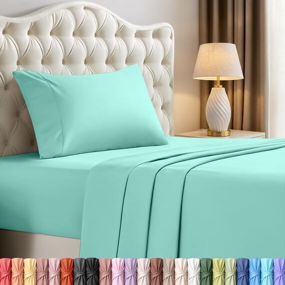 Utopia Bedding Bettwäsche-Set für Doppelbett, 3-teilig, gebürstete Mikrofaser, schrumpft und verblasst Nicht, pflegeleicht (Doppelbett, Spa-Blau)