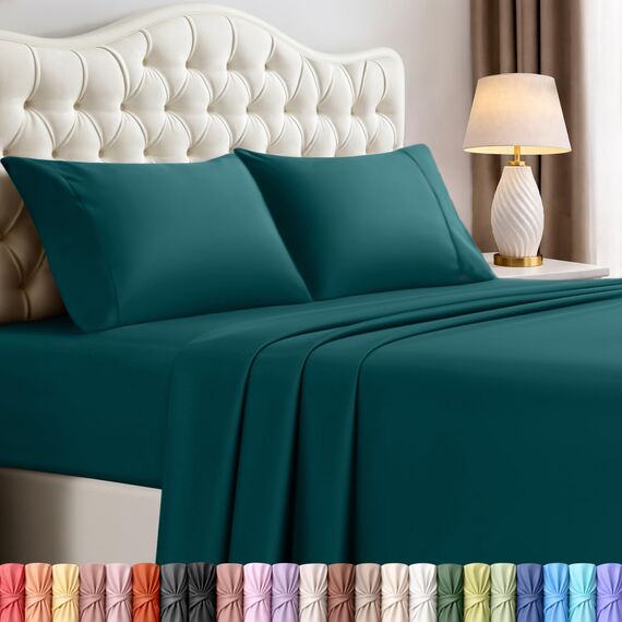 Utopia Bedding Bettwäsche-Set für Kingsize-Betten, 4-teilig, gebürstete Mikrofaser, schrumpft und verblasst Nicht, pflegeleicht (Kingsize, Blaugrün)