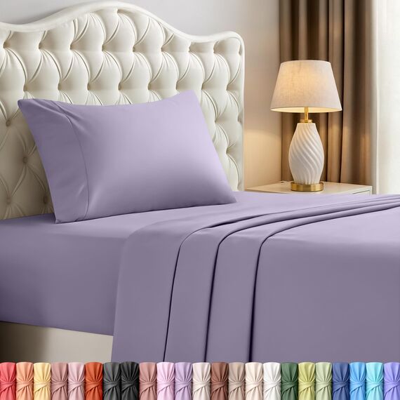 Utopia Bedding Bettwäsche-Set für Doppelbett, 3-teilig, gebürstete Mikrofaser, schrumpft und lichtbeständig, pflegeleicht (Doppelbett, Lavendel)