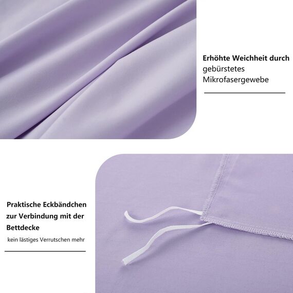 RUIKASI Bettwäsche 220x240 Lavendel 3teilig - Purple Mikrofaser Bettwäsche-Sets Oeko-TEX, Bettbezüge 220 x 240cm + 2 Kissenbezüge 80x80cm mit Reißverschluss, Weich und Bügelfrei
