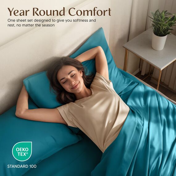 Utopia Bedding Queensize-Bettwäsche-Set, 4-teilig, gebürstete Mikrofaser, schrumpft und verblasst Nicht, pflegeleicht (Queen, Denimblau)