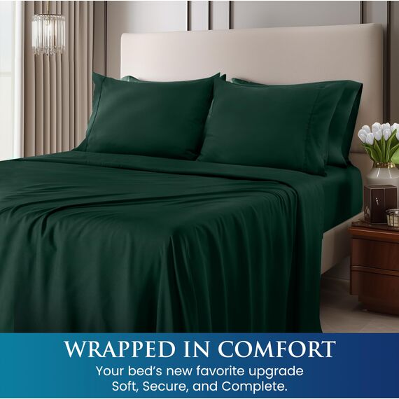 Utopia Bedding Bettwäscheset, gebürstete Mikrofaser, weiche Bettlaken für Queensize-Bett, enthält 1 Bettbezug, 1 Spannbetttuch und 2 Kissenbezüge, tiefer Umschlag, Smaragdgrün