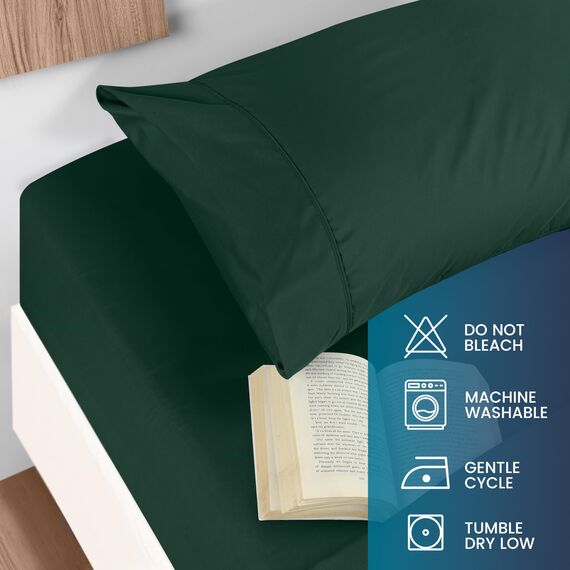 Utopia Bedding Bettwäscheset, gebürstete Mikrofaser, weiche Bettlaken für Queensize-Bett, enthält 1 Bettbezug, 1 Spannbetttuch und 2 Kissenbezüge, tiefer Umschlag, Smaragdgrün