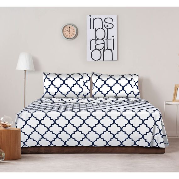 Utopia Bedding Bedrucktes Bettwäsche-Set, 1 Spannbetttuch, 1 Bettlaken und 2 Kissenbezüge – Stoff: