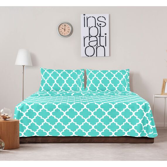 Utopia Bedding 4-teiliges Bettwäsche-Set aus weicher Mikrofaser mit 38,1 cm tiefer Tasche, Pflegeleichte, gebürstete Mikrofaser (Vierpass-Größe, Aqua)
