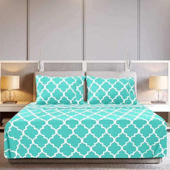 Utopia Bedding 4-teiliges Bettwäsche-Set aus weicher Mikrofaser mit 38,1 cm tiefer Tasche, Pflegeleichte, gebürstete Mikrofaser (Vierpass-Größe, Aqua)