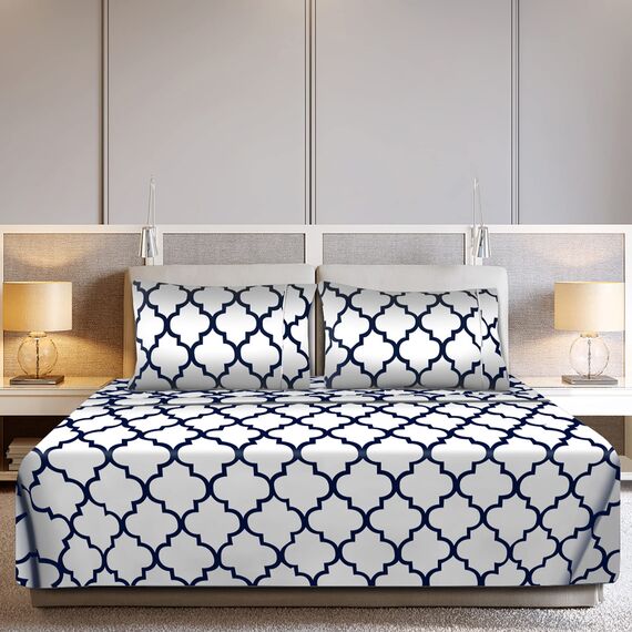 Utopia Bedding Bedrucktes Bettwäsche-Set, 1 Spannbetttuch, 1 Bettlaken und 2 Kissenbezüge – Stoff: