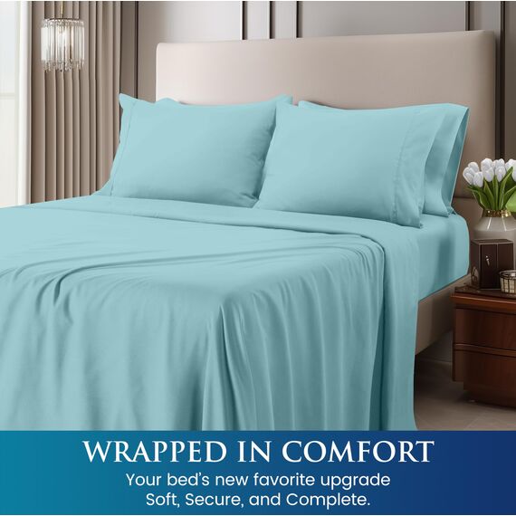 Utopia Bedding Queen-Size-Bettlaken-Set, gebürstete Mikrofaser, weiche Bettwäsche für Queen-Size-Bett, enthält 1 Spannbetttuch, 1 Flachbett und 2 Kissenbezüge, Tiefe Tasche (Spa Blue)