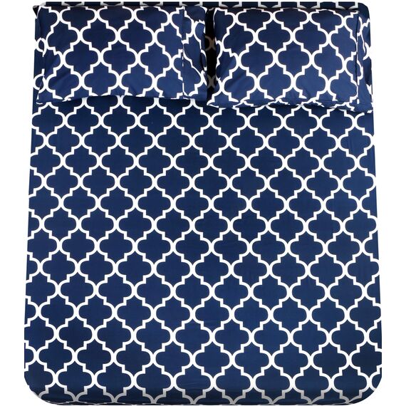 Utopia Bedding Bedrucktes Kingsize-Bettlaken-Set – 1 Spannbetttuch, 1 Bettlaken und 2 Kissenbezüge – weich gebürstetes Mikrofasergewebe – schrumpft und verblasst Nicht (King Size