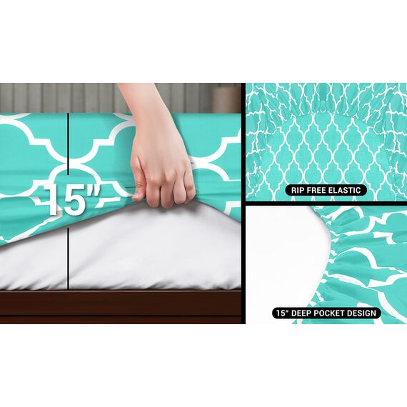 Utopia Bedding 4-teiliges Bettwäsche-Set aus weicher Mikrofaser mit 38,1 cm tiefer Tasche, Pflegeleichte, gebürstete Mikrofaser (Vierpass-Größe, Aqua)