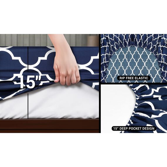 Utopia Bedding Bedrucktes Kingsize-Bettlaken-Set – 1 Spannbetttuch, 1 Bettlaken und 2 Kissenbezüge – weich gebürstetes Mikrofasergewebe – schrumpft und verblasst Nicht (King Size