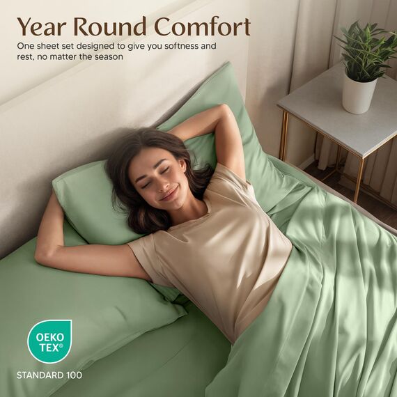 Utopia Bedding Bettwäsche-Set für King-Size-Bett, 4-teilig, gebürstete Mikrofaser, schrumpft und lichtbeständig, pflegeleicht (King-Size-Bett, Salbei)