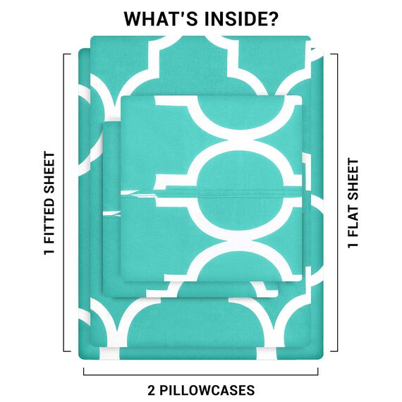 Utopia Bedding 4-teiliges Bettwäsche-Set aus weicher Mikrofaser mit 38,1 cm tiefer Tasche, Pflegeleichte, gebürstete Mikrofaser (Vierpass-Größe, Aqua)
