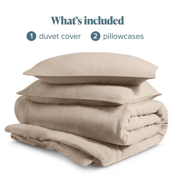 Bare Home Sandwashed Bettbezug und Kissenbezug Set – Super King Size – Premium 1800 Ultra weich – leicht – kühlender – Bettbezug mit 2 Kissenbezügen (Super-Kingsize, sandgewaschener Kieselstein)