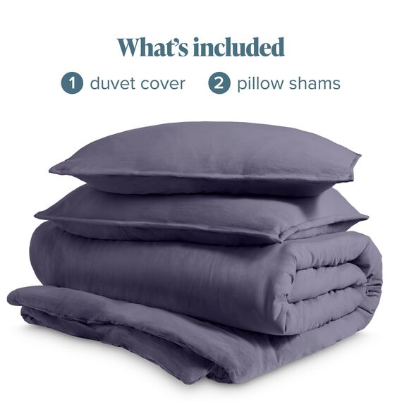 Bare Home Sandgewaschenes Bettbezug- und Kissenbezug-Set, Super-King-Size-Bett, Premium 1800, ultraweich, leicht, kühlend mit 2 Kissenbezügen (Sandwash Dusty Purple)