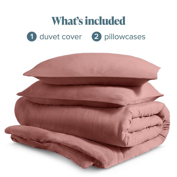 Bare Home Sandwashed Bettbezug und Kissenbezug Set – Doppelgröße – Premium 1800 Ultra weich – leicht – kühlender Bettbezug – Bettbezug mit 2 Kissenbezügen (Doppelbett, sandgewaschene Dusty Rose)