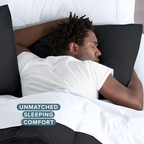 Bare Home Bettbezug-Set für Doppelbett, hochwertiges 1800er-Bettwäsche-Set, leicht, kühlender Bettbezug, Bettbezug mit 2 Kissenbezügen (Doppelbett, Schwarz)