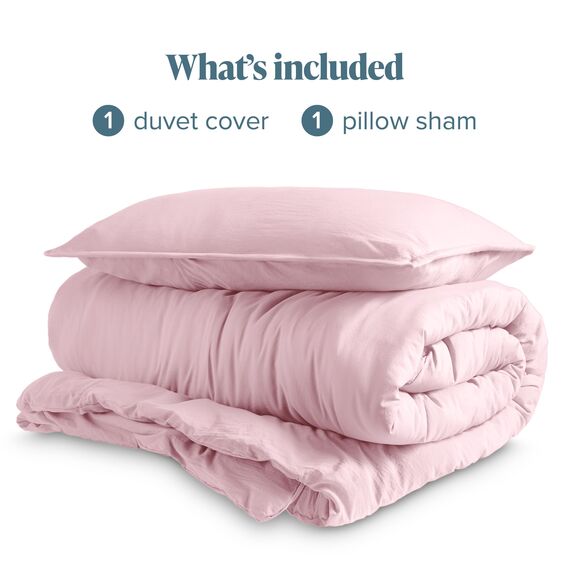 Bare Home Sandgewaschenes Bettbezug- und Kissenbezug-Set, Einzelbett, Premium 1800, ultraweich, leicht, kühlender Bettbezug, Bettbezug mit 1 Kissenbezug (Einzelbett, Sandwash Dusty Pink)