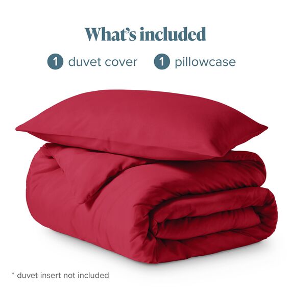 Bare Home Bettbezug-Set für Einzelbett, Premium-Bettwäsche-Set 1800, ultraweich, leicht, kühlend, mit 1 Kissenbezug (Einzelbett, Rot)