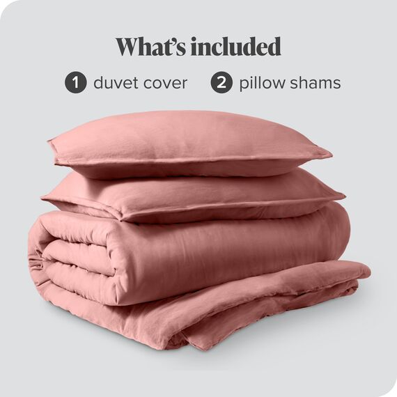 Bare Home Sandwashed Bettbezug und Kissenbezug Set – Doppelgröße – Premium 1800 Ultra weich – leicht – kühlender Bettbezug – Bettbezug mit 2 Kissenbezügen (Doppelbett, sandgewaschene Dusty Rose)