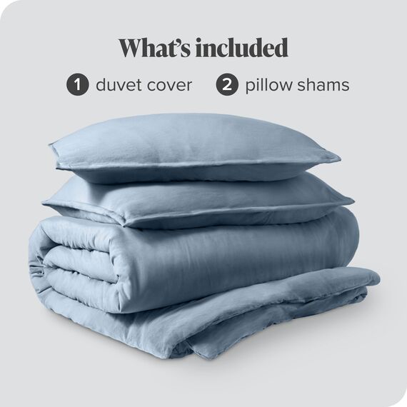 Bare Home Sandwashed Bettbezug und Kissenbezug Set – Doppelgröße – Premium 1800 Ultra weich – leicht – kühlender Bettbezug – Bettbezug mit 2 Kissenbezügen (Doppelbett, Sandwashed Dusty Blue)