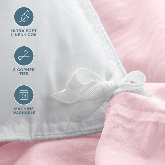 Bare Home Sandgewaschenes Bettbezug- und Kissenbezug-Set, Einzelbett, Premium 1800, ultraweich, leicht, kühlender Bettbezug, Bettbezug mit 1 Kissenbezug (Einzelbett, Sandwash Dusty Pink)