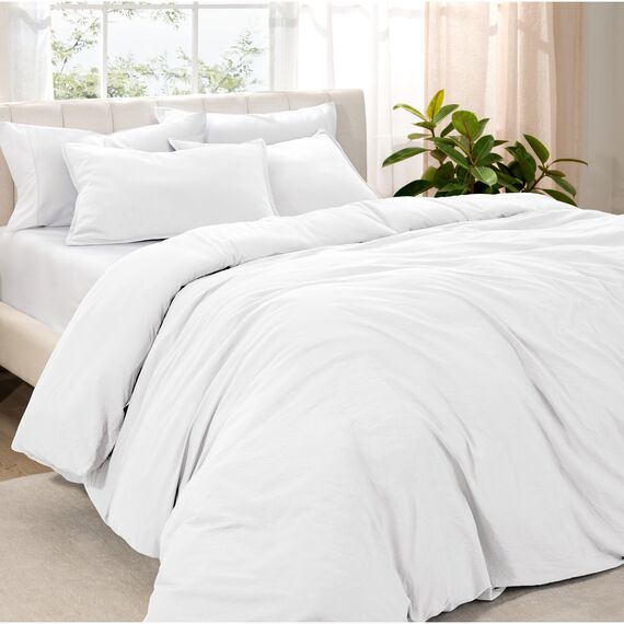 Bare Home Sandgewaschenes Bettbezug- und Kissenbezug-Set, Super-King-Size-Bett, Premium 1800, ultraweich, leicht, kühlender Bettbezug, Bettbezug mit 2 Kissenbezügen (Super-King-Size-Bett,