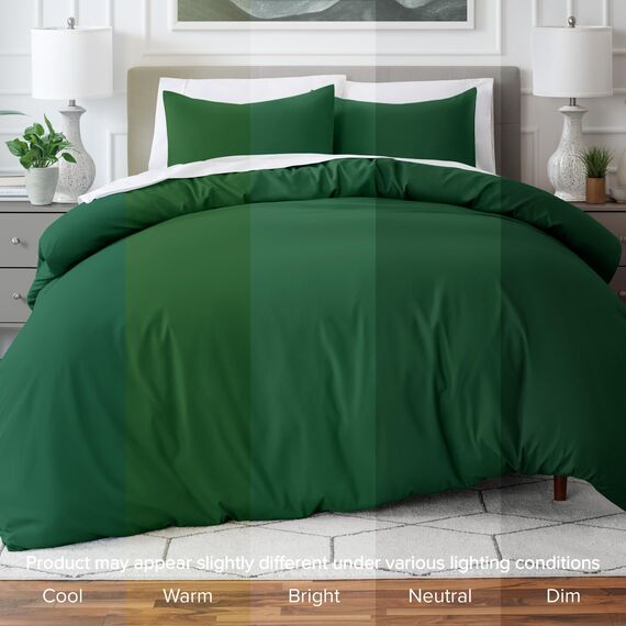 Bare Home Bettbezug-Set für Doppelbett, hochwertiges 1800er-Bettwäsche-Set, leicht, kühlender Bettbezug, Bettbezug mit 2 Kissenbezügen (Doppelbett, Waldgrün)