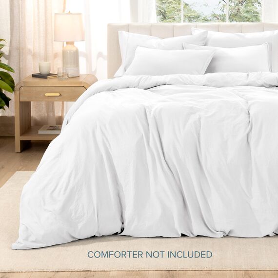 Bare Home Sandgewaschenes Bettbezug- und Kissenbezug-Set, Super-King-Size-Bett, Premium 1800, ultraweich, leicht, kühlender Bettbezug, Bettbezug mit 2 Kissenbezügen (Super-King-Size-Bett,