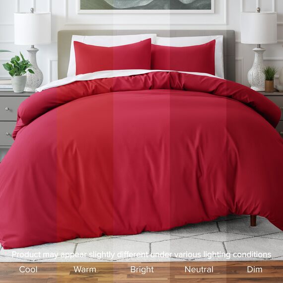 Bare Home Bettbezug-Set für Einzelbett, Premium-Bettwäsche-Set 1800, ultraweich, leicht, kühlend, mit 1 Kissenbezug (Einzelbett, Rot)