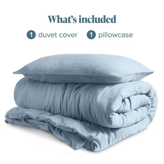 Bare Home Bettbezug-Set für Einzelbett, hochwertiges 1800er-Bettwäsche-Set, leicht, kühlender Bettbezug, Bettbezug mit 1 Kissenbezug (Einzelbett, Sandwash Dusty Blue)