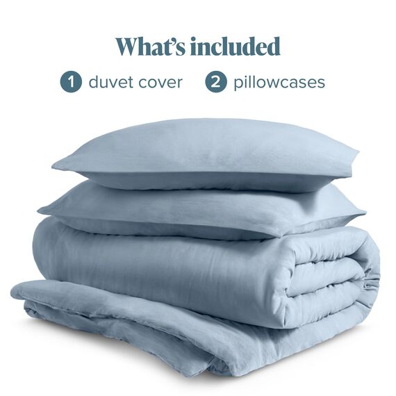 Bare Home Sandwashed Bettbezug und Kissenbezug Set – Kaisergröße – Premium 1800 Ultra weich – leicht – kühlender Bettbezug – Bettbezug mit 2 Kissenbezügen (Kaiser, Sandwashed Dusty Blue)