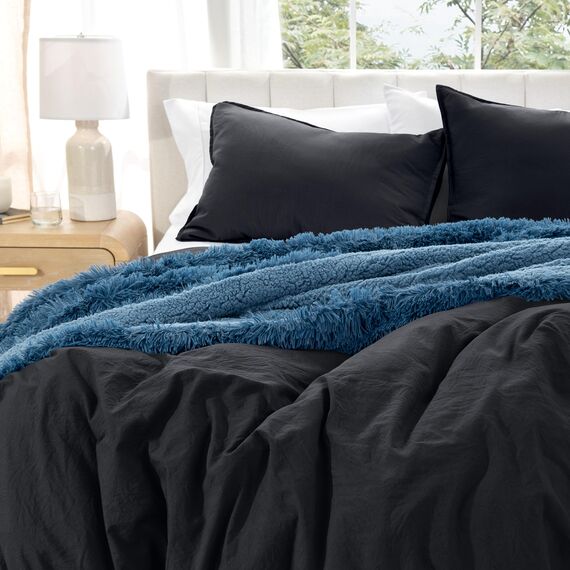 Bare Home Sandgewaschenes Bettbezug- und Kissenbezug-Set, Einzelbett, Premium 1800, ultraweich, leicht, kühlender Bettbezug, Bettbezug mit 1 Kissenbezug (Einzelbett, Sandgewaschenes Schwarz)