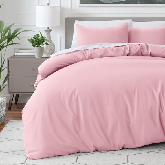 Bare Home Premium 1800 Ultraweiches Bettwäsche-Set – Einzelbett, leicht, kühlend – Bettbezug mit 1 Kissenbezug (Einzelbett, Hellrosa)